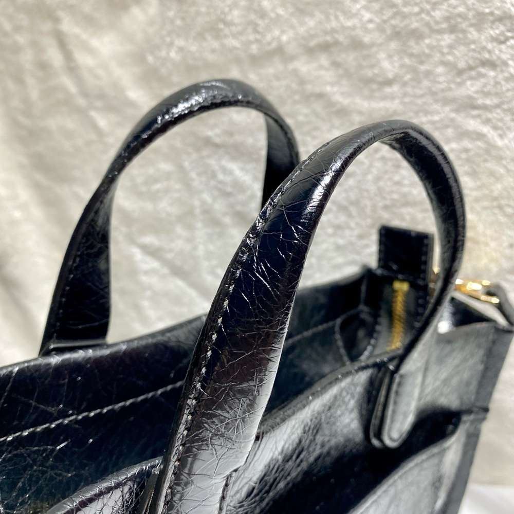 MICHAEL KORS Small Black Leather Tote Logo Handbag Gold Hardware Fall Classic - Picture 9 of 16